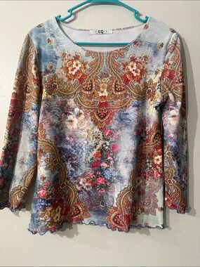 Vintage y2k floral Amour by love Los Angeles top 3/4 sleeve Size L